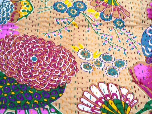cream beige tropical kantha